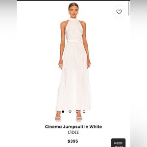 Revolve L’IDEE White Pleated Jumpsuit